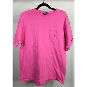 Vintage Polo Ralph Lauren Pocket T-Shirt Men’s Size Medium Single Stitch (Pink)